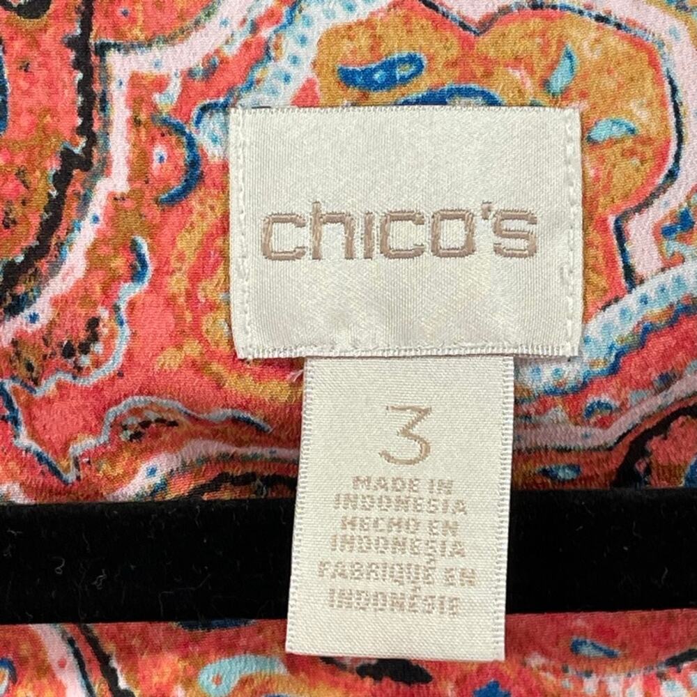 Chicos Sheer Tunic XL Paisley Lagenlook Boho Artsy Longline Lightweight Sz 3 - Picture 4 of 10